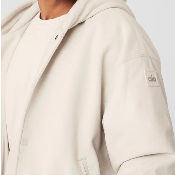 NEW ALO Yoga Men Select Hooded Bomber Jacket in Bone size M Medium - Picture 5 of 5
